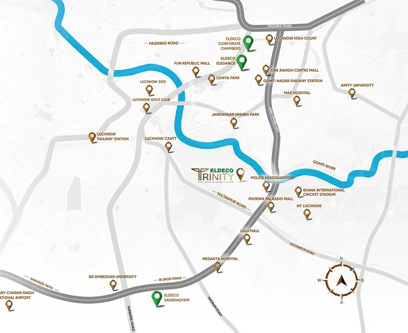 Eldeco Trinity Strategic Location Map Lucknow
